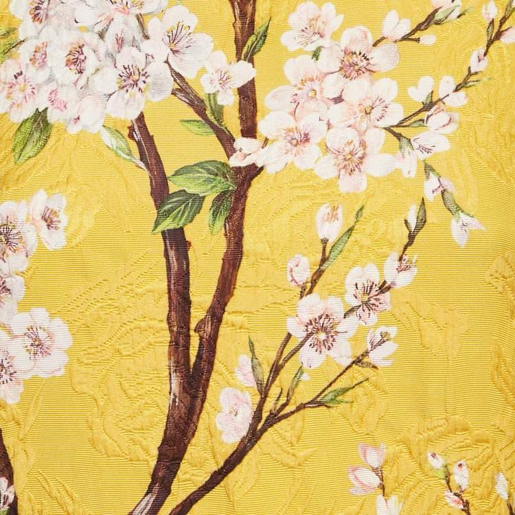 Pre Owned Dolce & Gabbana Yellow Floral Print Silk and Cotton Knit Sleeveless Top S
