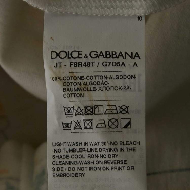 Pre Owned Dolce & Gabbana White Printed Jersey Knotted Top S