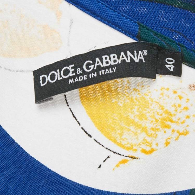 Pre Owned Dolce & Gabbana White Printed Jersey Knotted Top S
