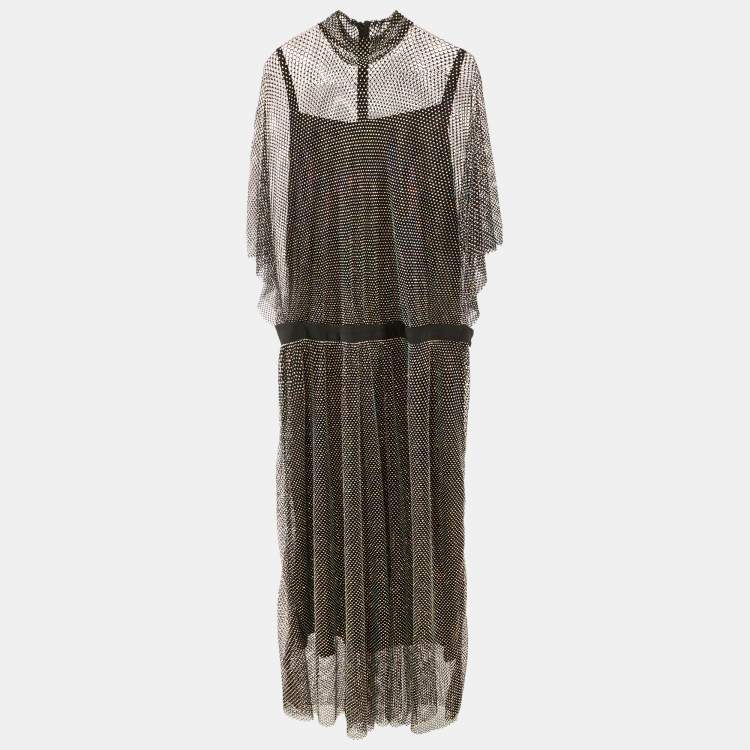 Pre Owned Dolce & Gabbana Black Rhinestone Embellished Oversized Maxi Dress XL