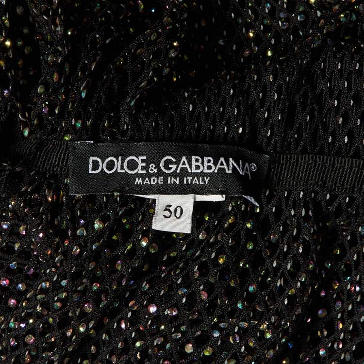 Pre Owned Dolce & Gabbana Black Rhinestone Embellished Oversized Maxi Dress XL