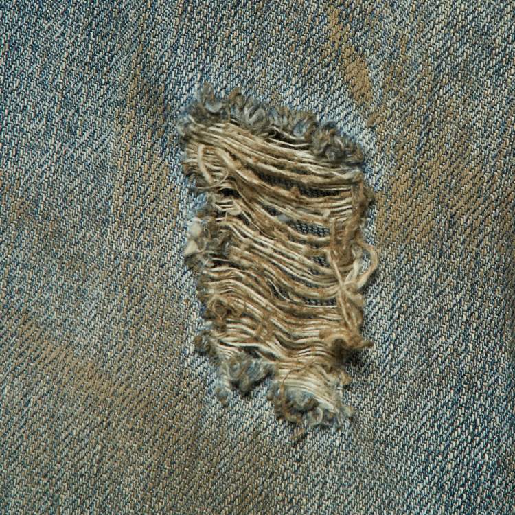 Pre Owned Dolce & Gabbana Blue Distressed Denim Button Up Jacket M