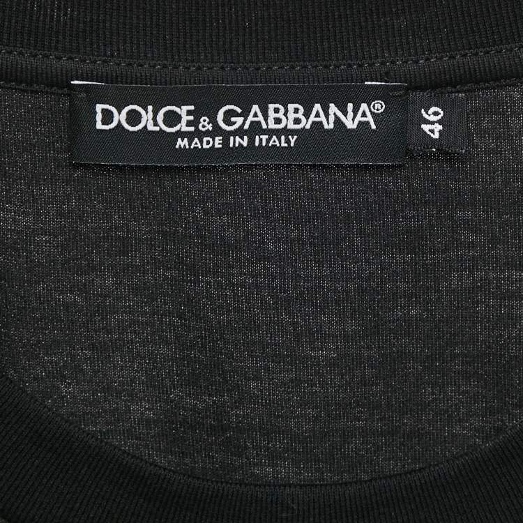 Pre Owned Dolce & Gabbana Black Logo Embellished Jersey T-Shirt L