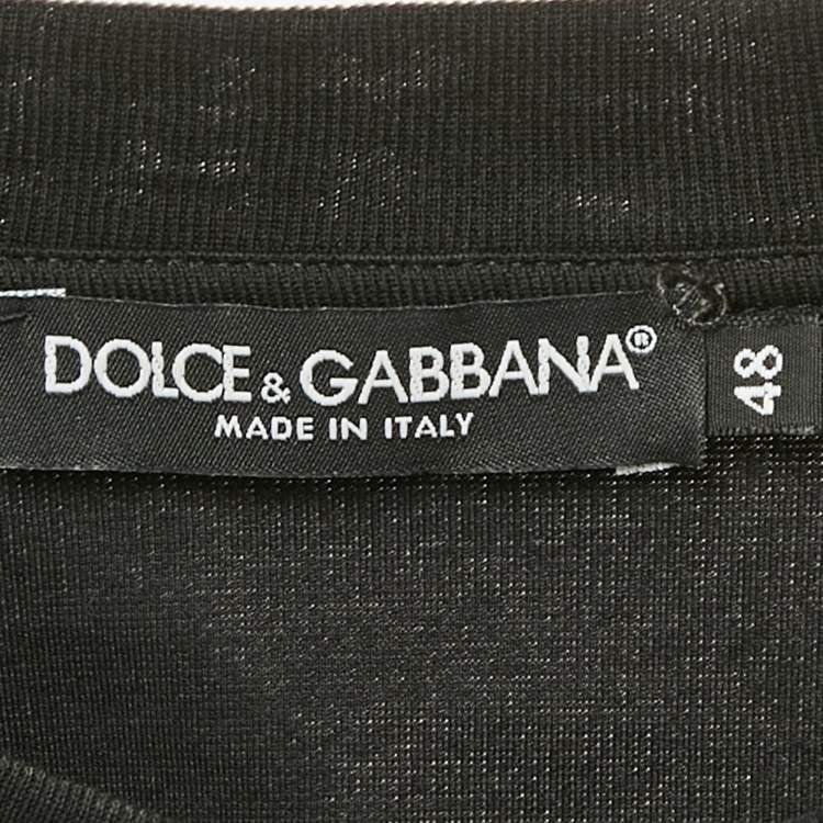 Pre Owned Dolce & Gabbana Black Logo Embroidery Cotton Blend T-Shirt L