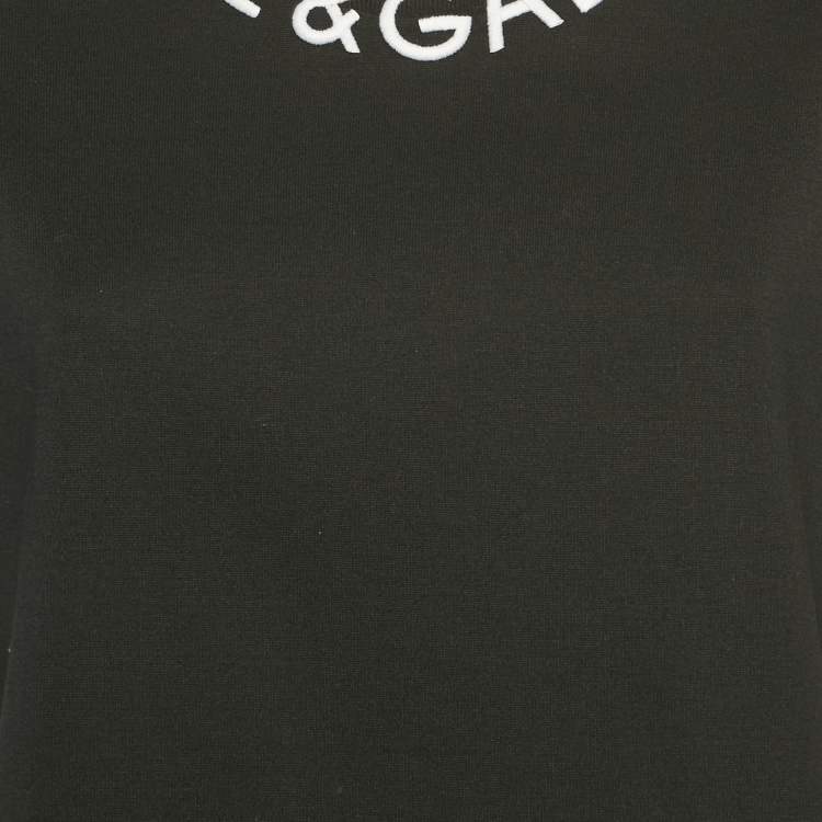 Pre Owned Dolce & Gabbana Black Logo Embroidery Cotton Blend T-Shirt L
