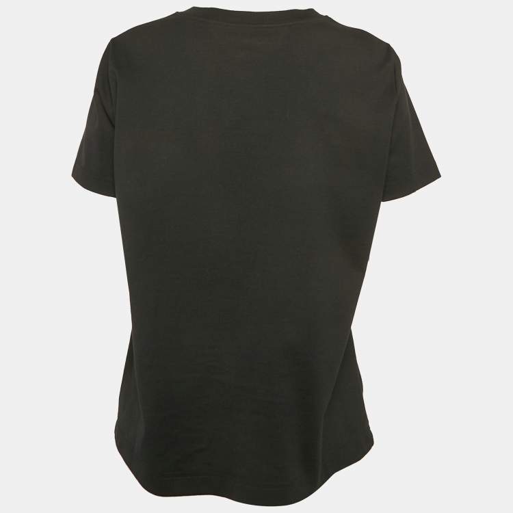 Pre Owned Dolce & Gabbana Black Logo Embroidery Cotton Blend T-Shirt L