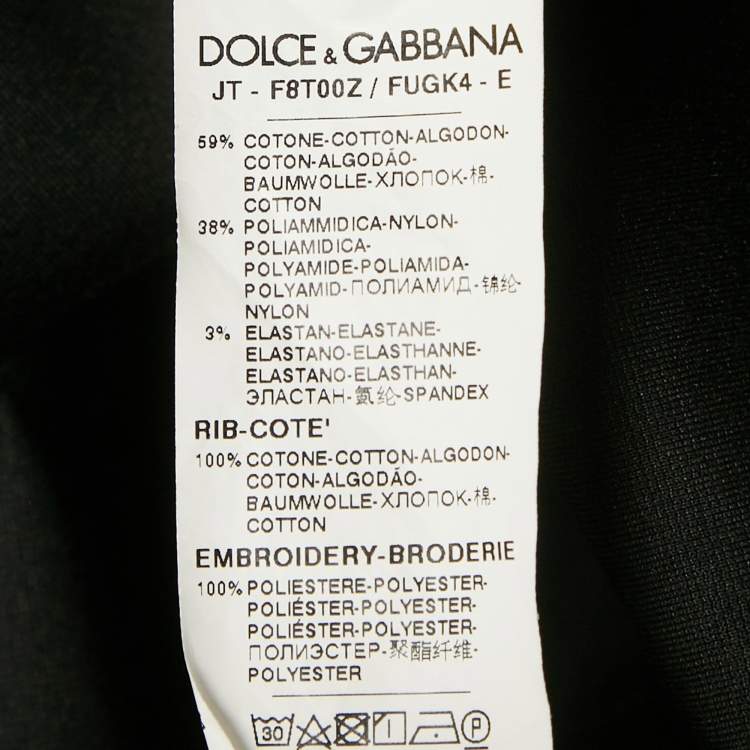 Pre Owned Dolce & Gabbana Black Logo Embroidery Cotton Blend T-Shirt L