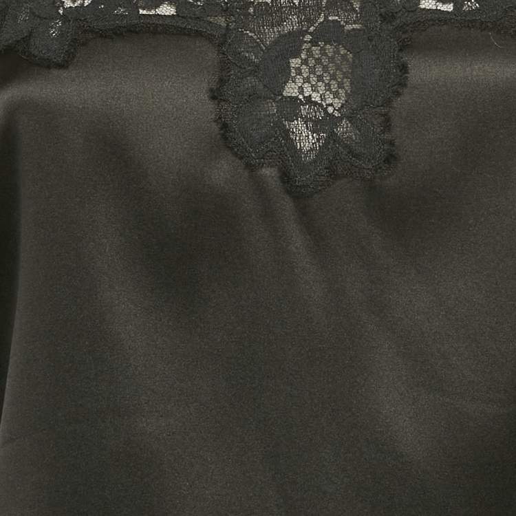 Pre Owned Dolce & Gabbana Black Lace Satin Silk Camisole Top M