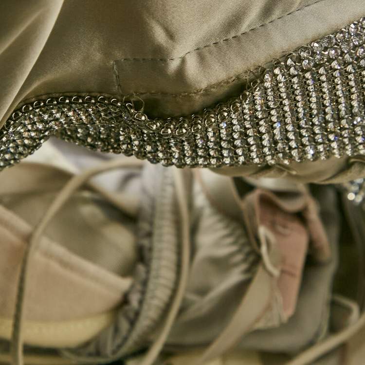 Pre Owned Dolce & Gabbana Grey Crystal Embellished Satin Silk Corset Gown M