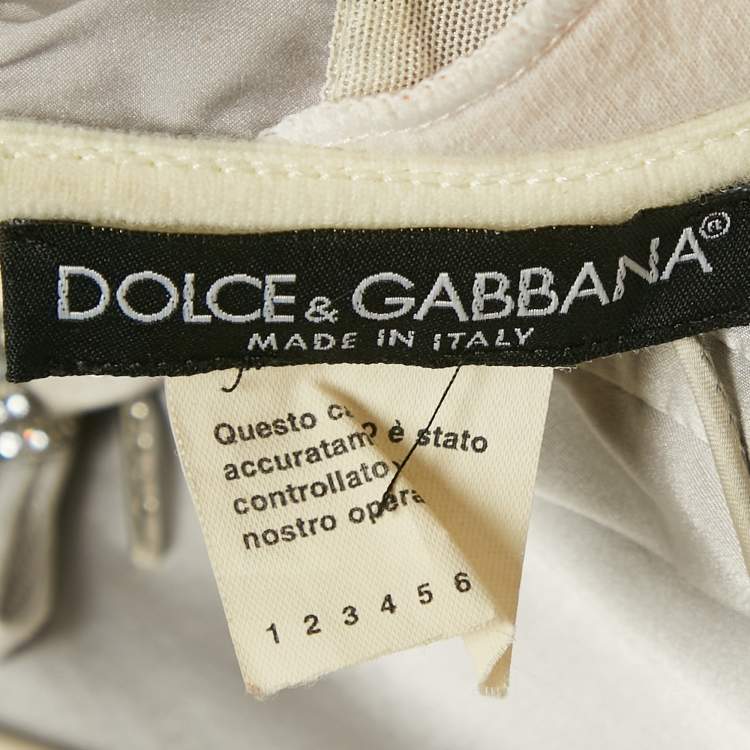 Pre Owned Dolce & Gabbana Grey Crystal Embellished Satin Silk Corset Gown M