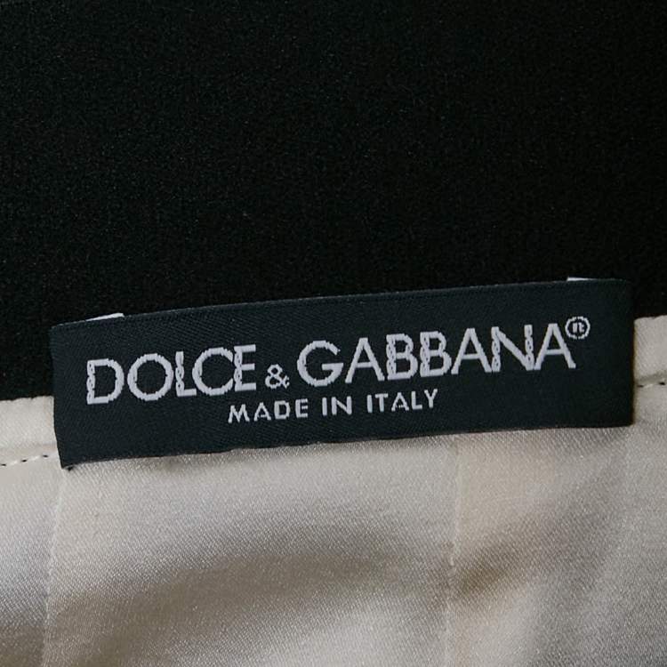 Pre Owned Dolce & Gabbana Ivory Banana Leaf Print Crepe Flounced Skirt S