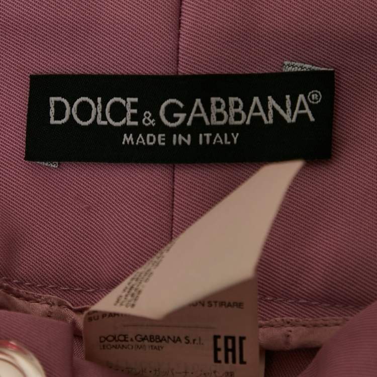 Pre Owned Dolce & Gabbana Pink Gabardine High Rise Trousers XS