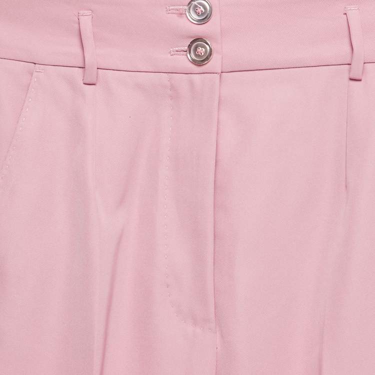 Pre Owned Dolce & Gabbana Pink Gabardine High Rise Trousers XS