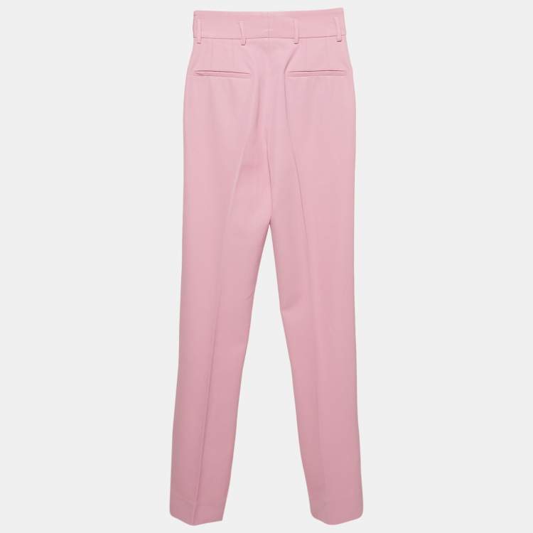 Pre Owned Dolce & Gabbana Pink Gabardine High Rise Trousers XS