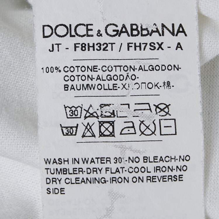Pre Owned Dolce & Gabbana White Santa Belleza Print Jersey T-Shirt M