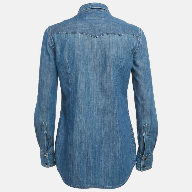 Pre Owned Dolce & Gabbana Blue Denim Button Front Shirt S