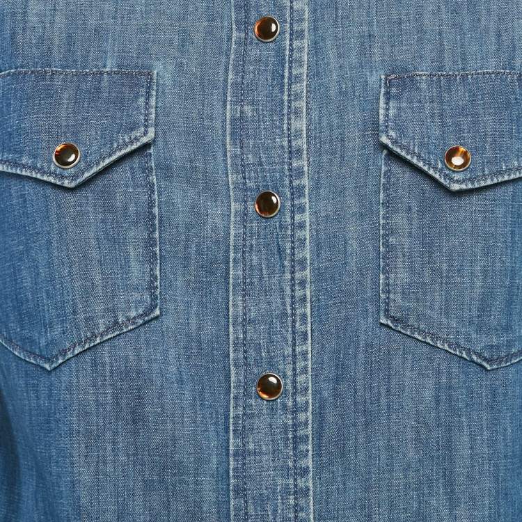 Pre Owned Dolce & Gabbana Blue Denim Button Front Shirt S