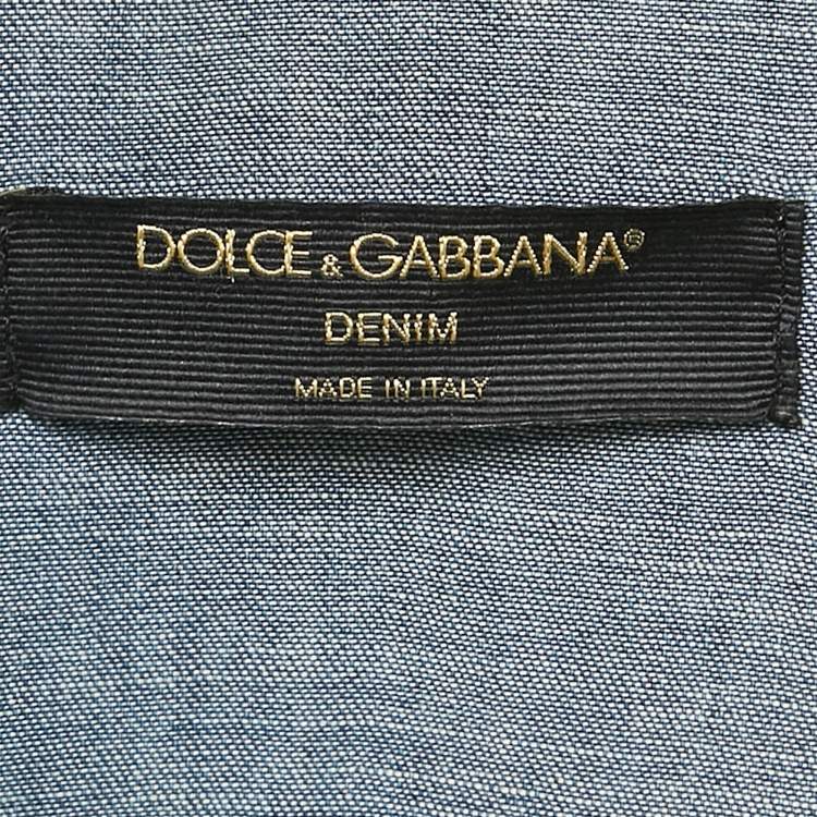 Pre Owned Dolce & Gabbana Blue Denim Button Front Shirt S