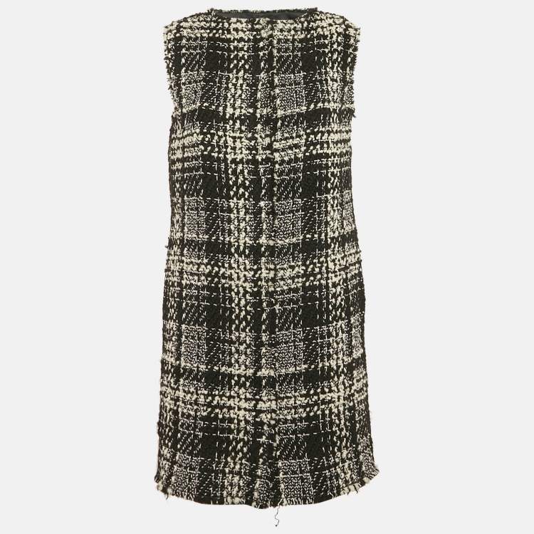 Pre Owned Dolce & Gabbana Black Tweed Shift Dress M