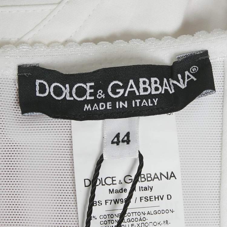Pre Owned Dolce & Gabbana White Red Poppy Print Cotton Top Shorts Set S