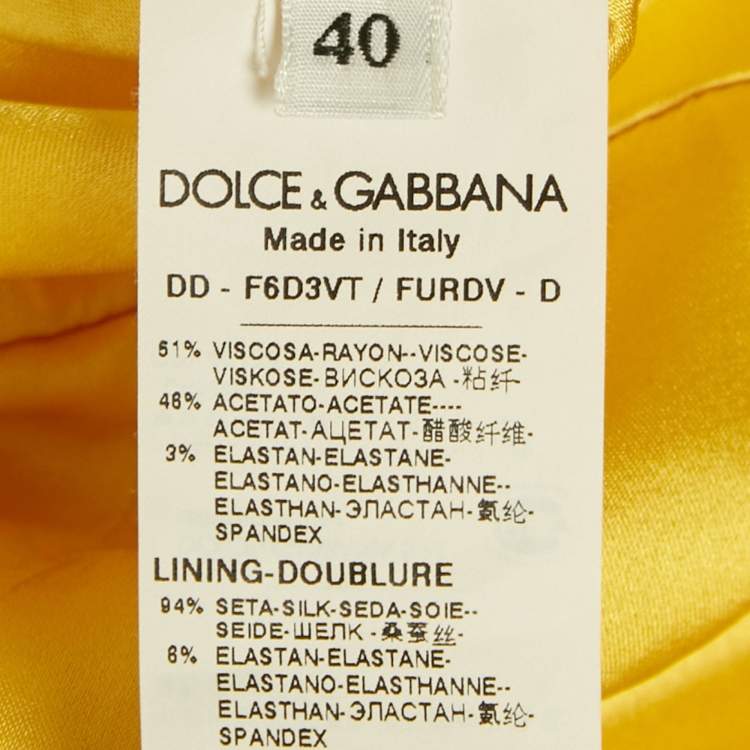Pre Owned Dolce & Gabbana Yellow Crepe Sleeveless Short Dress S