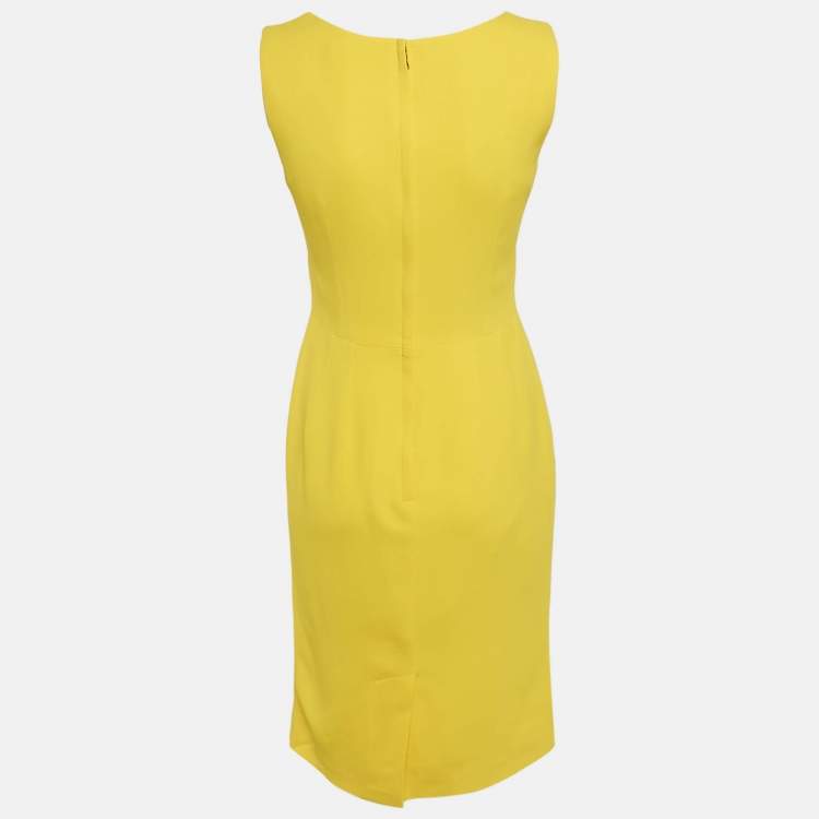 Pre Owned Dolce & Gabbana Yellow Crepe Sleeveless Short Dress S