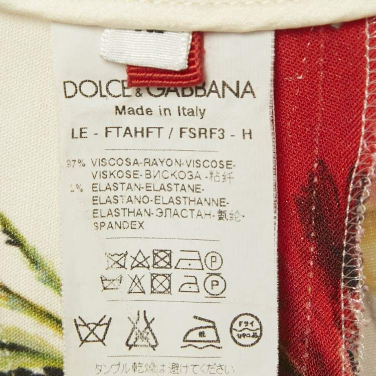 Pre Owned Dolce & Gabbana White Floral Print Crepe Trousers M