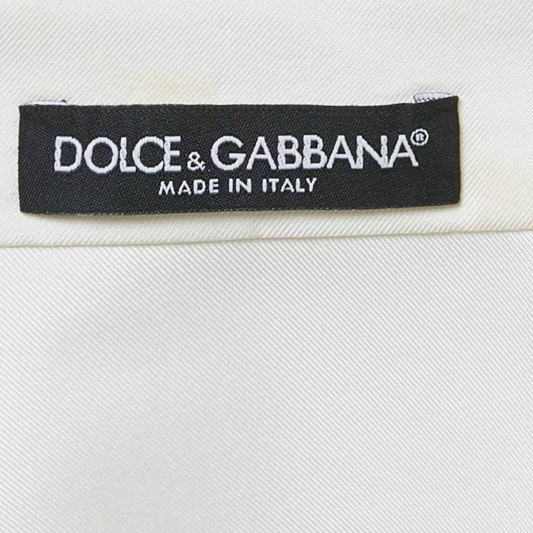 Pre Owned Dolce & Gabbana Ivory Striped Silk Short Sleeve Shirt S