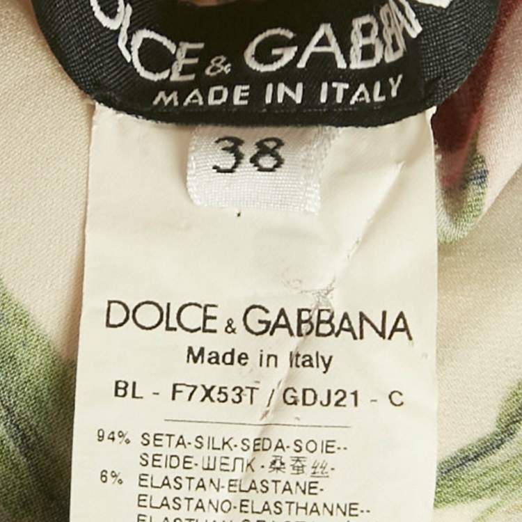 Pre Owned Dolce & Gabbana White Floral Printed Silk Satin Top S
