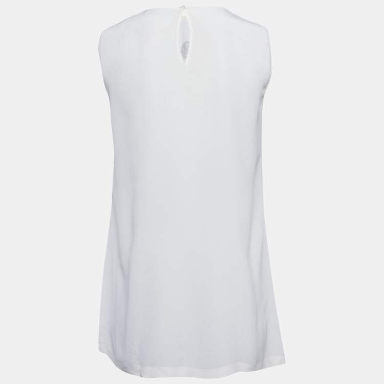 Pre Owned Dolce & Gabbana Cream I Love Italy Silk Top S