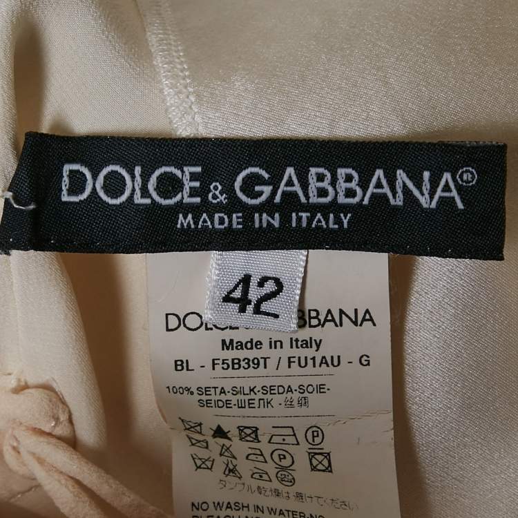 Pre Owned Dolce & Gabbana White Silk Satin Pintuck Detail Sleeveless Top M