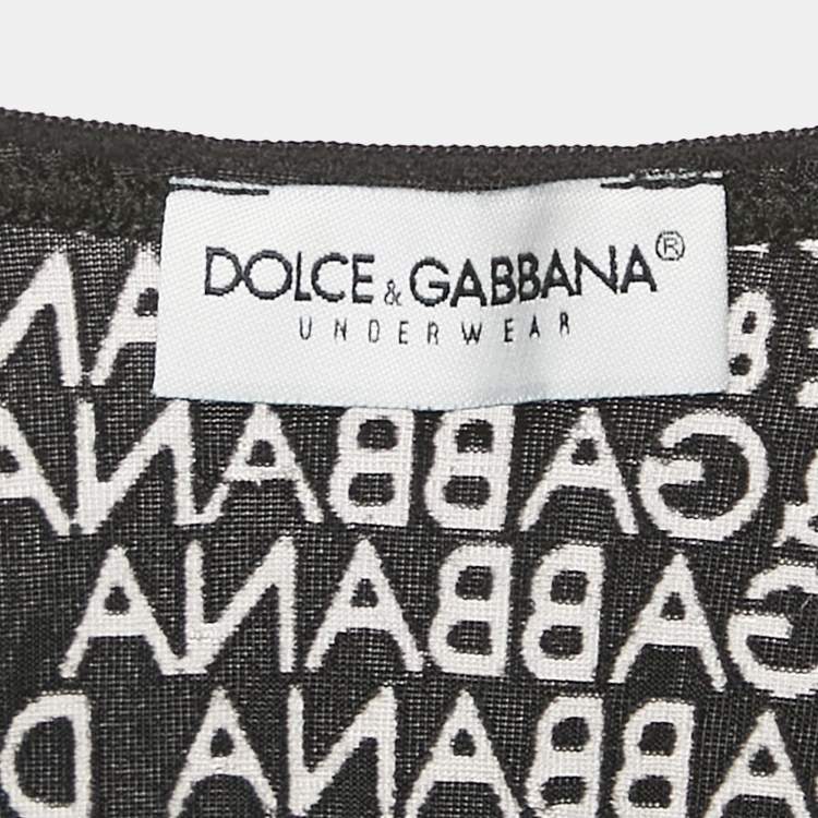 Pre Owned Dolce & Gabbana Underwear Black Monogram Jersey Top L