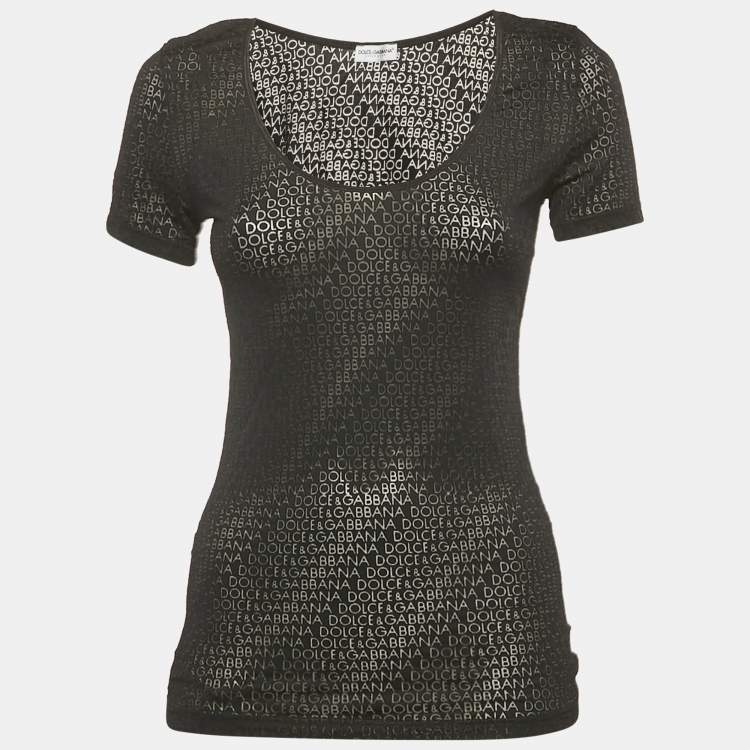 Pre Owned Dolce & Gabbana Underwear Black Monogram Jersey Top L