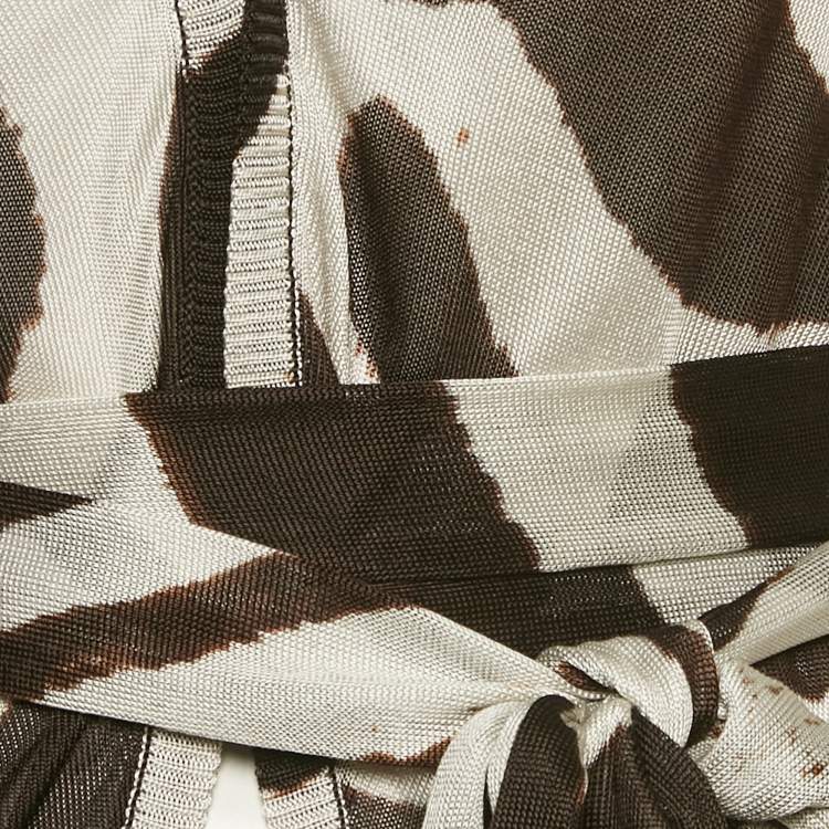Pre Owned Dolce & Gabbana Brown Zebra Print Tie-Up Cardigan M