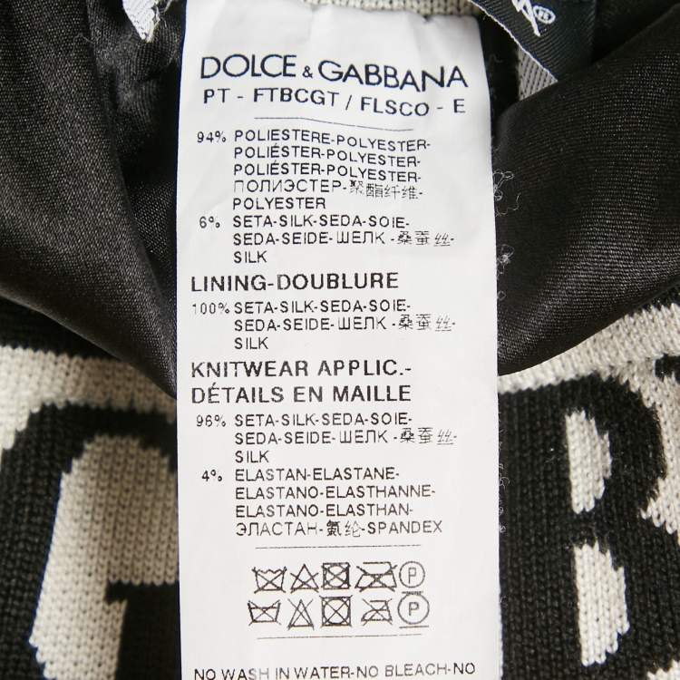 Pre Owned Dolce & Gabbana Gold/Black Sequin Logo Waistband Jogger Pants M