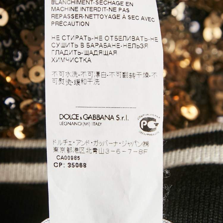 Pre Owned Dolce & Gabbana Gold/Black Sequin Logo Waistband Jogger Pants M