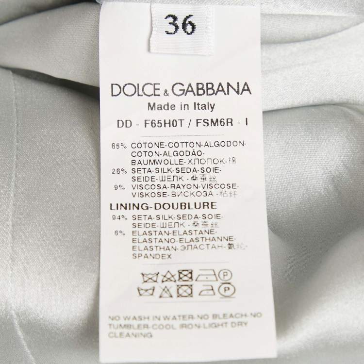 Pre Owned Dolce & Gabbana Green Floral Print Cotton Blend Shift Dress XS