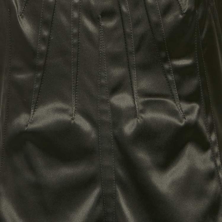 Pre Owned Dolce & Gabbana Black Stretch Satin Scoop Neck Mini Dress L