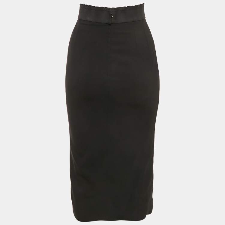 Pre Owned Dolce & Gabbana Black Crepe Pencil Skirt S