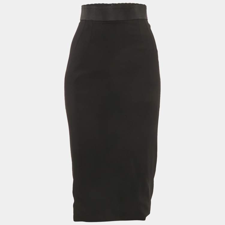 Pre Owned Dolce & Gabbana Black Crepe Pencil Skirt S