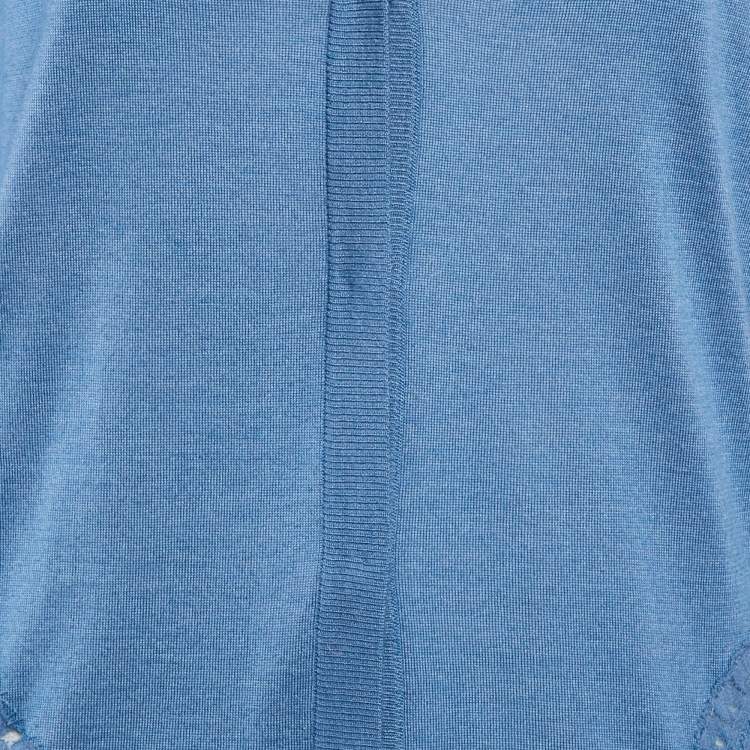 Pre Owned Dolce & Gabbana Blue Cashmere Knit & Lace trim Cardigan XS
