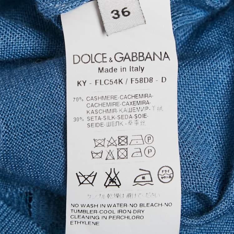 Pre Owned Dolce & Gabbana Blue Cashmere Knit & Lace trim Cardigan XS