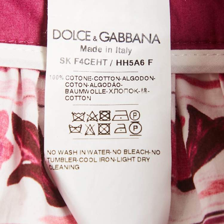 Pre Owned Dolce & Gabbana Pink Majolica Print Poplin Midi Skirt M