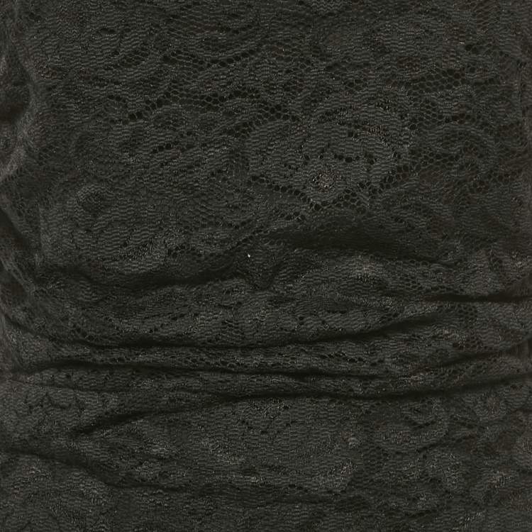 Pre Owned Dolce & Gabbana Black Lace Draped Sleeveless Short Dress M