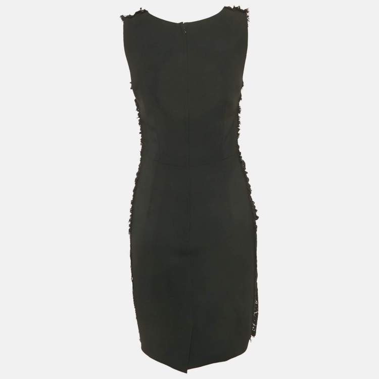 Pre Owned Dolce & Gabbana Black Lace Draped Sleeveless Short Dress M