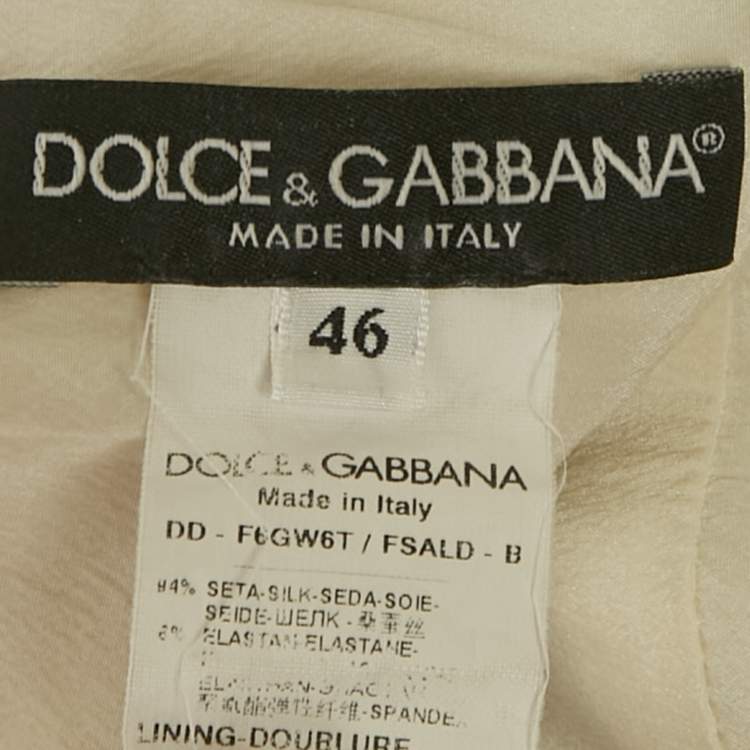 Pre Owned Dolce & Gabbana White Floral Print Silk Knee-Length Dress L