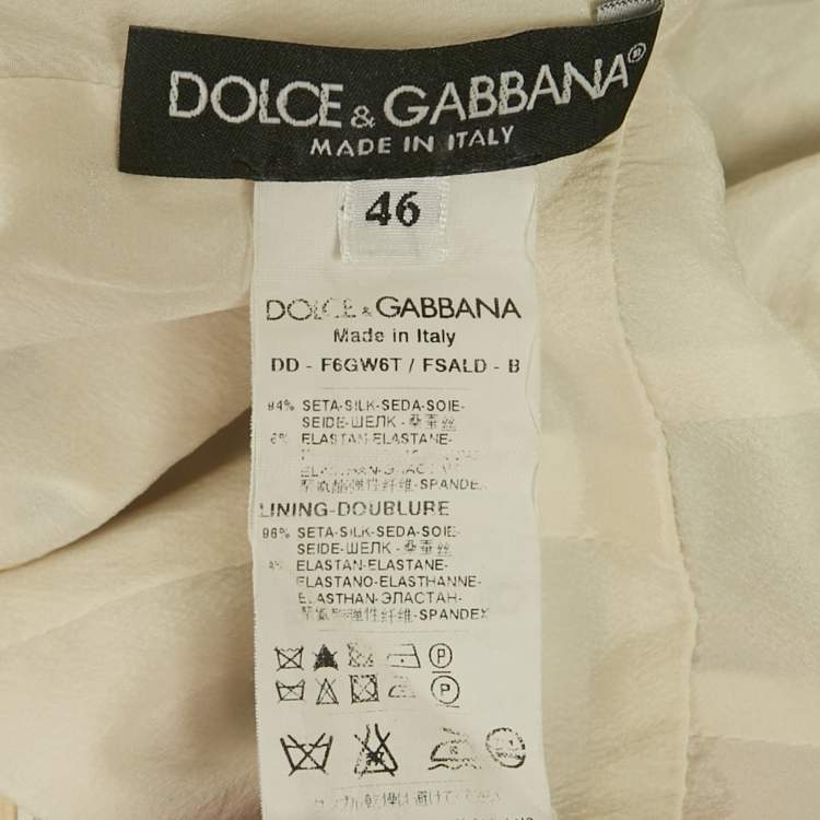 Pre Owned Dolce & Gabbana White Floral Print Silk Knee-Length Dress L