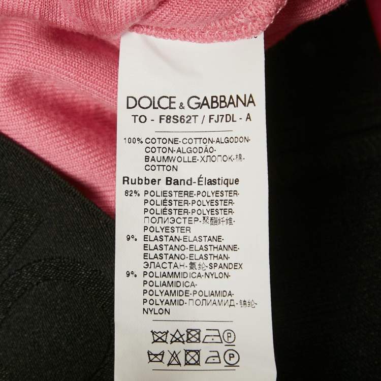 Pre Owned Dolce & Gabbana Pink Monogram Velvet Crop Top S