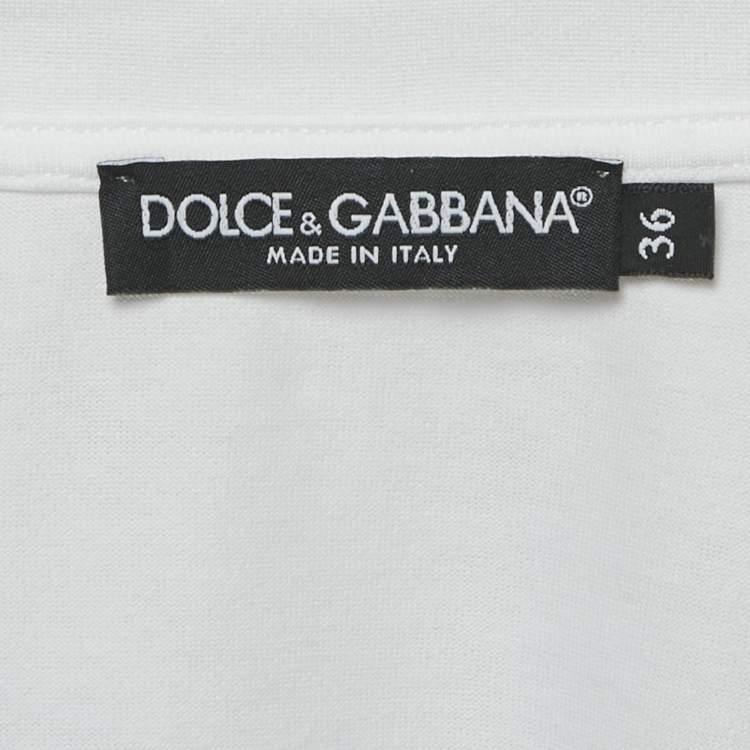 Pre Owned Dolce & Gabbana White Logo Detail Jersey Crop Top XS