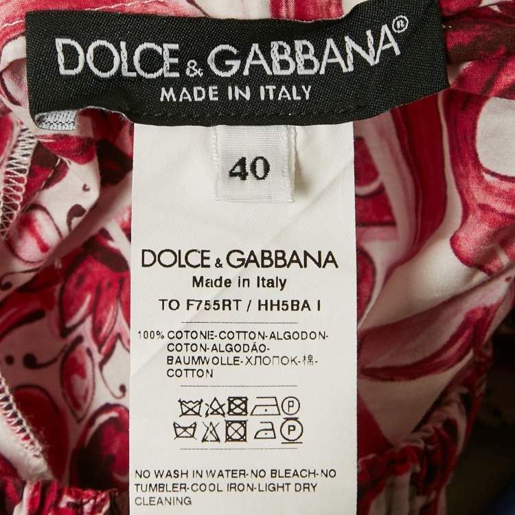 Pre Owned Dolce & Gabbana Pink Printed Cotton Crop Top S